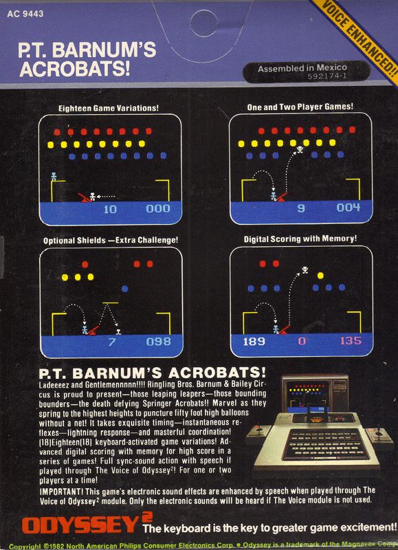 P.T. Barnum's Acrobats! box art for Odyssey 2